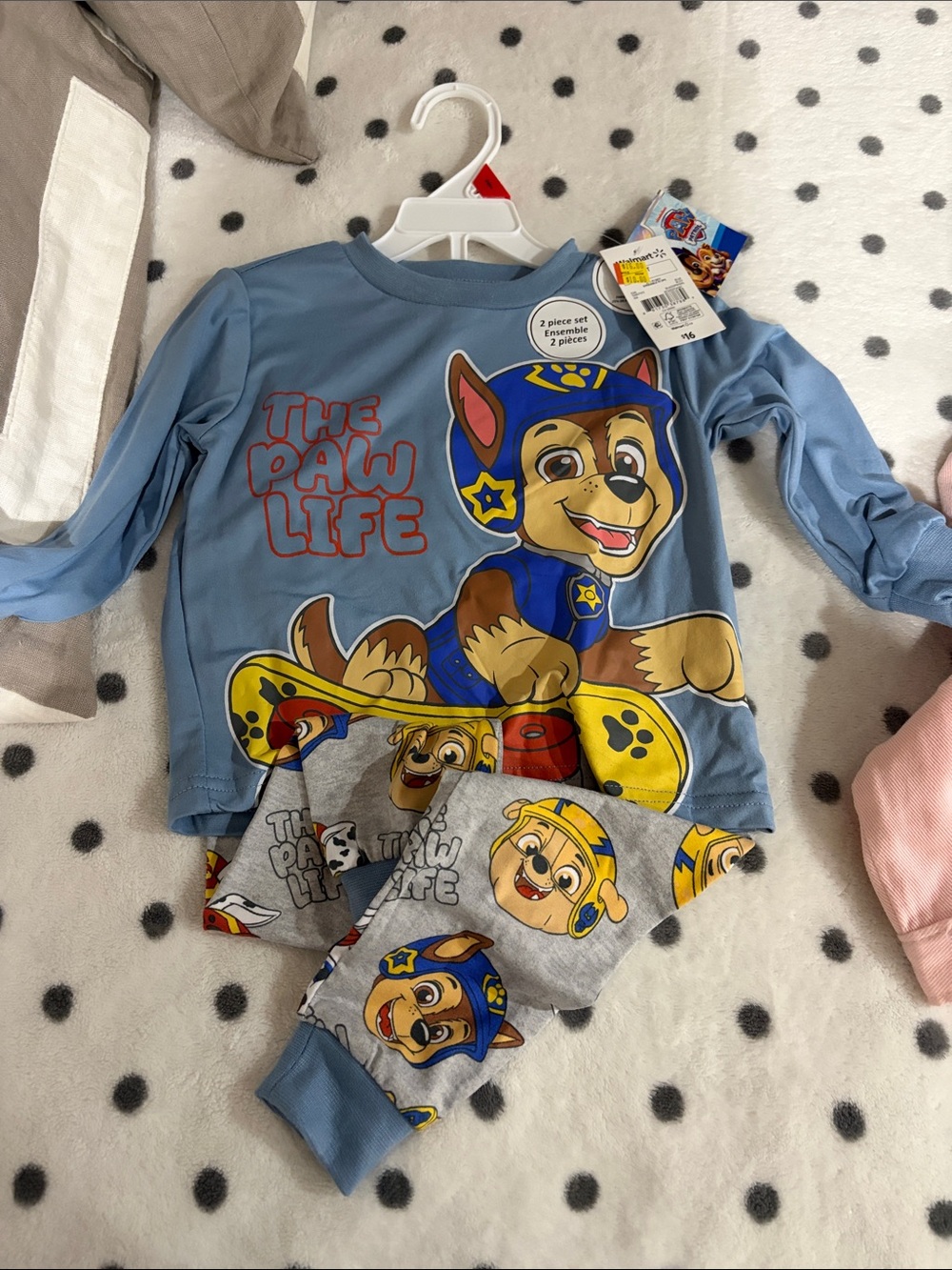Paw Patrol Kids Pajama Set in Light Blue with Gray Character Pants